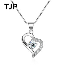 TJP Popular 925 Sterling Silver Women Pendant Necklace Bride Jewelry Vintage Heart Choker Girl Lady Accessor  Dropshipping 2024 - buy cheap