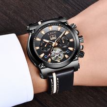LIGE Top Brand Luxury Sport Automatic Mechanical Watch Male Leather Waterproof Watches Men Business Wristwatch Relogio Masculino 2024 - buy cheap