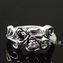 Tailândia joias 925 anéis de prata esterlina preto e branco, pedra natural tailandesa, anel de rosa de prata embutida 2024 - compre barato