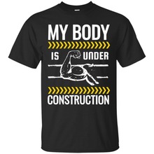 Camiseta musculação meu corpo está sob construção, citação, academia, moda, 3d, roupa masculina casual, camisetas, quente 2019 2024 - compre barato