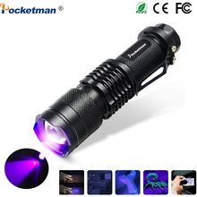 Portable Mini LED UV Flashlight 395nm Black Light Violet Light UV Blacklight Torch Zoomable Linterna Detector for Dry Pets 2024 - buy cheap