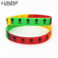 Luxueni-pulseira colorida de silicone moderno com caveira, cores do arco-íris, esportes, joias da moda, presentes, 1 peça 2024 - compre barato