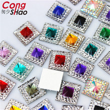 Cong Shao 200PCS 10mm Square shape Colorful flatback Resin rhinestone trim stones and crystals Wedding Dress Accessories CS753 2024 - buy cheap