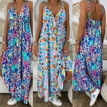Womens Boho Floral Maxi Dress Party Strappy Summer Beach Sundress Plus Size 2024 - buy cheap