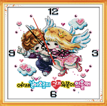 Pouco anjo casais 14ct 11ct kit ponto cruz contagem relógio da parede da lona de impressão costura bordado DIY handmade needlework 2024 - compre barato