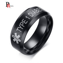 8MM Black Medicla Alert ID Ring Men Customize Engraving Matte Finished Classic Anillos Anel Male Daily Stainless Steel Jewelry 2024 - buy cheap