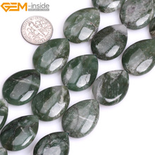 Gem-inside 15inch Natural Flat Drop Green African Jades Beads For Jewelry Making Beads DIY Beads Trinket Bracelet For Women Gift 2024 - buy cheap