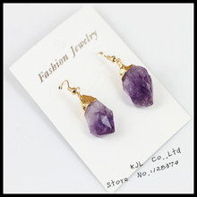 1pairs 2015 new arrival fashion purple crystal druzy quartz stone pendant earring natural stone  earring for women 2024 - buy cheap