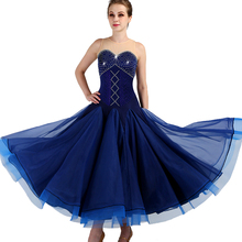 Vestido de salón de baile estándar para mujer, traje de baile de salón, azul, MQ102 2024 - compra barato