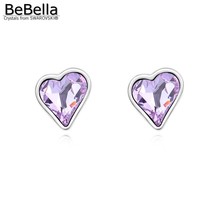Brincos de coração de cristal bebella, feito com cristais de swarovski, presente feminino 2024 - compre barato