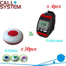CE Wireelss Restaurant Waiter Calling System 30 table call button and 4 watch pager y-650 433mhz free shipping 2024 - buy cheap