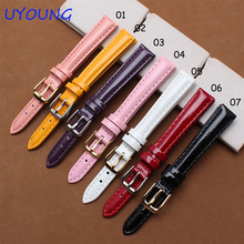 Small Size Genuine Leather Watchbands 12mm 14mm 16mm Colour High light watch Bracelet For Women glossy leather Strap 2024 - buy cheap
