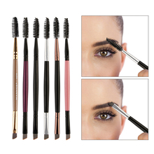 Double-ended Eyebrow Brush Multicolor Wood Handle Eyelashes Eyebrow Flat Angled Brush Comb Eye Makeup Cosmetic Brushes 2024 - buy cheap