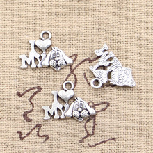 15pcs Charms I Love My Dog 17x14mm Antique Making Pendant fit,Vintage Tibetan Bronze Silver color,DIY Handmade Jewelry 2024 - buy cheap