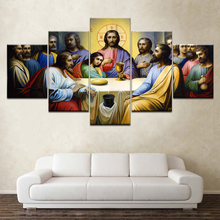 Wall Art Canvas Living Room Home Decoration 5 Panel Last Supper By Da Vinci Christian Vintage Painting Pictures HD Print Posters 2024 - buy cheap