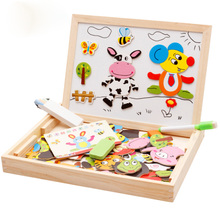 Children Kids Jigsaw Baby Easel Drawing Board Educational Magnetic Puzzle Farm Jungle Animal Wooden Toys 2024 - buy cheap