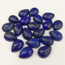 Wholesale 50pcs fashion natural Lapis lazuli stone beads 10X14mm teardrop CAB CABOCHON loose beads no hole Free shipping 2024 - buy cheap