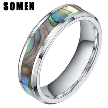 6MM Retro Titanium Women Ring Abalone Shell Inlay Engagement Rings Wedding Band Korean Jewelry anel masculino anillos mujer 2024 - buy cheap