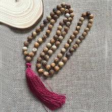 Picture J-asper Mala Necklaces Tassel Jewelry Hand Knotted 108 Beads Mala Yoga Necklace Boho Necklace Women Gift 2024 - buy cheap