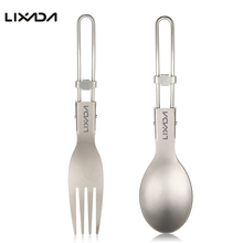 Lixada Titanium Folding Spoon Spork Outdoor Camping Cookware Titanium Fold Flatware Lightweight Handle For Picnic Camping Travel 2024 - buy cheap