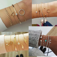 Pulsera de playa exquisita para mujer, brazalete con diseño de aleación/diamantes de imitación, cadenas de eslabones mixtos, brazalete femenino 2024 - compra barato