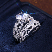 Huitan Мода 2 шт. Свадебные ювелирные изделия для женщин роскошный старинный дизайн браслет с блестящим кубическим цирконием камень этническое кольцо 2024 - купить недорого