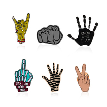 Funny lapel Pin Punk Brooch fist Palm Victory gesture Anime Enamel Pins Badge Brooches For Women Men Shirts Jackets Jewelry gift 2024 - buy cheap