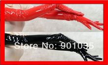 Sexy pvc brilhante vermelho preto luva látex falso couro longo luva punk luvas hip-pop jazz outfit luvas cosplay trajes acessório 2024 - compre barato