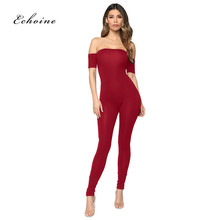 Echoine Women Jumpsuit Summer Rompers Sexy Slash Neck Off Shoulder Sheath Long Pencil Pants Elastic Fashion Catsuit Body Clothes 2024 - buy cheap