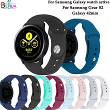 Ремешок для часов Galaxy watch active 2, силиконовый спортивный браслет для Samsung Galaxy S2, 42 мм, Gear S2 2024 - купить недорого