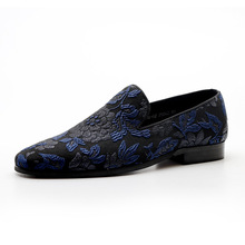 Qffaz sapatos masculinos de couro bordado, loafers coloridos artesanais da moda, sapatos casuais para homens, 2019 2024 - compre barato