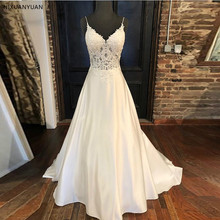 2021 Elegant Wedding Dresses A-line Appliques Spaghetti Straps Vestido De Noiva Illusion Bodice Backless White Wedding Gowns 2024 - buy cheap