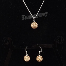 Champagne Disco Ball Pendant Earrings And Necklace Jewellery Set For Women 10 Sets Wholesale 2024 - buy cheap