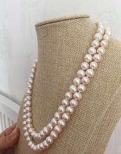 New beautiful double strands 8-9mm south sea round white pearl necklace 17" &earring 2024 - buy cheap