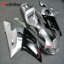 Carenado de plástico ABS para motocicleta YZFR6, kit de carrocería de motocicleta YZF R6, color negro y plateado, 1998, 1999, 2000, 2001, 2002 2024 - compra barato