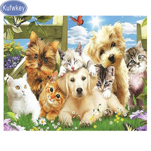 Mosaic dog family 3d Cross Stitch Picture Of Rhinestone painting Diamond Painting Full Square/round Diamond Embroidery sale 2024 - buy cheap