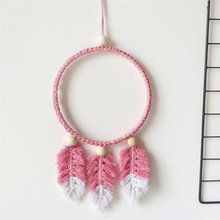 Handmade Woven Feather Dream Catcher Wooden Beads Ring Wall Hanging Ornaments INS Nordic Kids Room Decoration Dreamcatcher Props 2024 - buy cheap