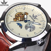 2021 Top brand Watches men automatic tourbillon watches Moon Phase 24 hour/60 min sub-dial leather strap mechanical wristwatch 2024 - buy cheap