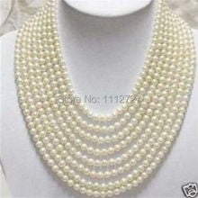 Beautiful 8 Rows 6-7mm 2021 fashion White Freshwater Shell Pearl Necklace Beads Jewelry Natural Stone BV350 Wholesale Price 2024 - buy cheap