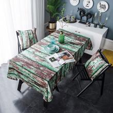 Vintage Wood Texture Table Cloth Striped Cotton Linen Dining Table Cover Retro Square Rectangular Green Paint Tablecloth ZC068 2024 - buy cheap
