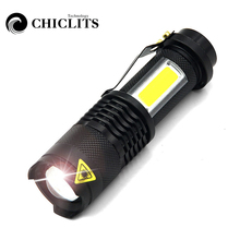 Светодиодный фонарик, портативный мини-фонарик с зумом, водонепроницаемый фонарь для освещения на аккумуляторе, Открытый Кемпинг, 3800LM, XML-Q5, COB 2024 - купить недорого