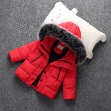 Zipper boys winter coat 2018 boys winter jackets big hair collar hooded winter coat boys thickening White Duck Down kids jackets 2024 - buy cheap