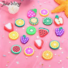 Julie Wang 20PCS Resin Fruit Charms Slime Orange Apple Strawberry Pendants Jewelry Making Accessory Table Decor Props 2024 - buy cheap