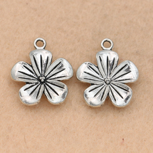 5PCS Antique Silver Plated Flower Charms Pendants for Jewelry Making Bracelet Accessories Diy Findings 23x20mm 2024 - buy cheap