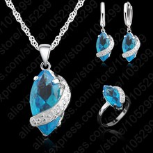 Conjunto de joyería de cristal de circonita cúbica para mujer, de Plata de Ley 925 con diamantes de imitación, regalo de boda, accesorios al por mayor 2024 - compra barato