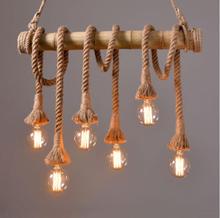 Lámpara colgante de cuerda de bambú para Decoración de cocina, luces Vintage de cáñamo con personalidad para Loft, cafetería y Bar 2024 - compra barato