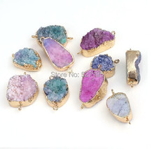 Free Shipping wholesale 10PCS natural multicolor Drusy  Stone Connector Druzy Pendant 2024 - buy cheap