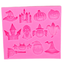 Halloween Pumpkin witch hat castle Bat broom Silicone Mold Fondant  DIY  cake Decorating Tools  F0482 2024 - buy cheap