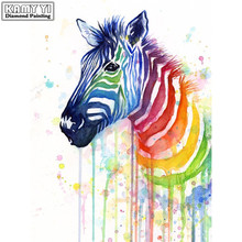 5d diy diamond embroidery Colored zebra diamond painting Cross Stitch full square Rhinestone mosaic home decoration 2024 - buy cheap