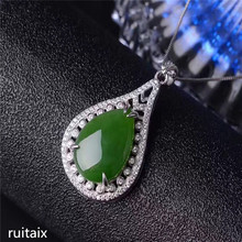 KJJEAXCMY boutique jewels S925 con incrustaciones de plata pura, colgante de jade natural para mujer + collar, joyería de goteo, hojas de plantas 2024 - compra barato